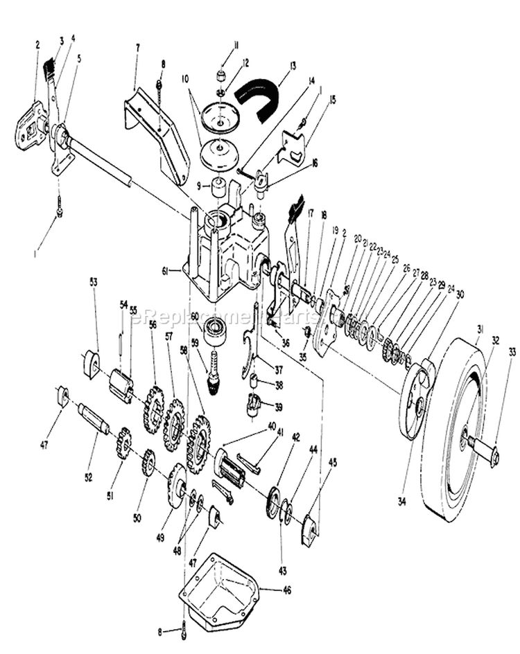 Gear Case Assembly Diagram and Parts List for 27501 2000001-2999999 - 1992 Toro Lawn Mower
