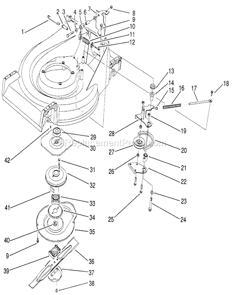 Blade Brake Clutch Assembly Diagram and Parts List for 27502 1000001-1999999 - 1991 Toro Lawn Mower