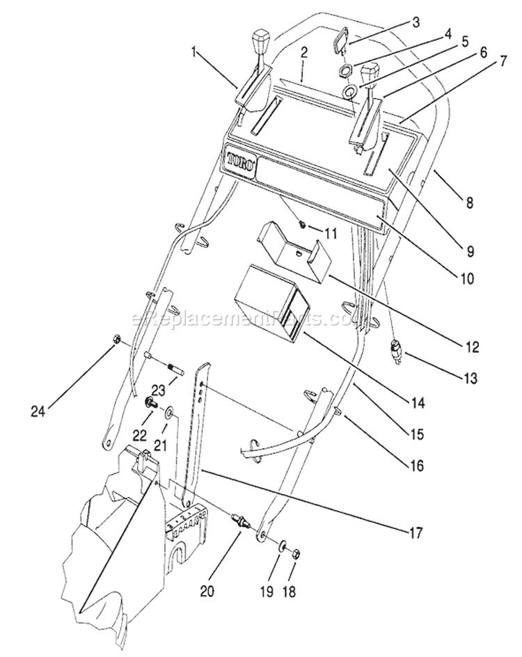 Handle Assembly Diagram and Parts List for 27502 1000001-1999999 - 1991 Toro Lawn Mower