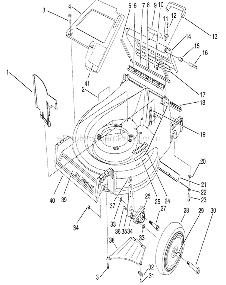 Housing Assembly Diagram and Parts List for 27502 1000001-1999999 - 1991 Toro Lawn Mower