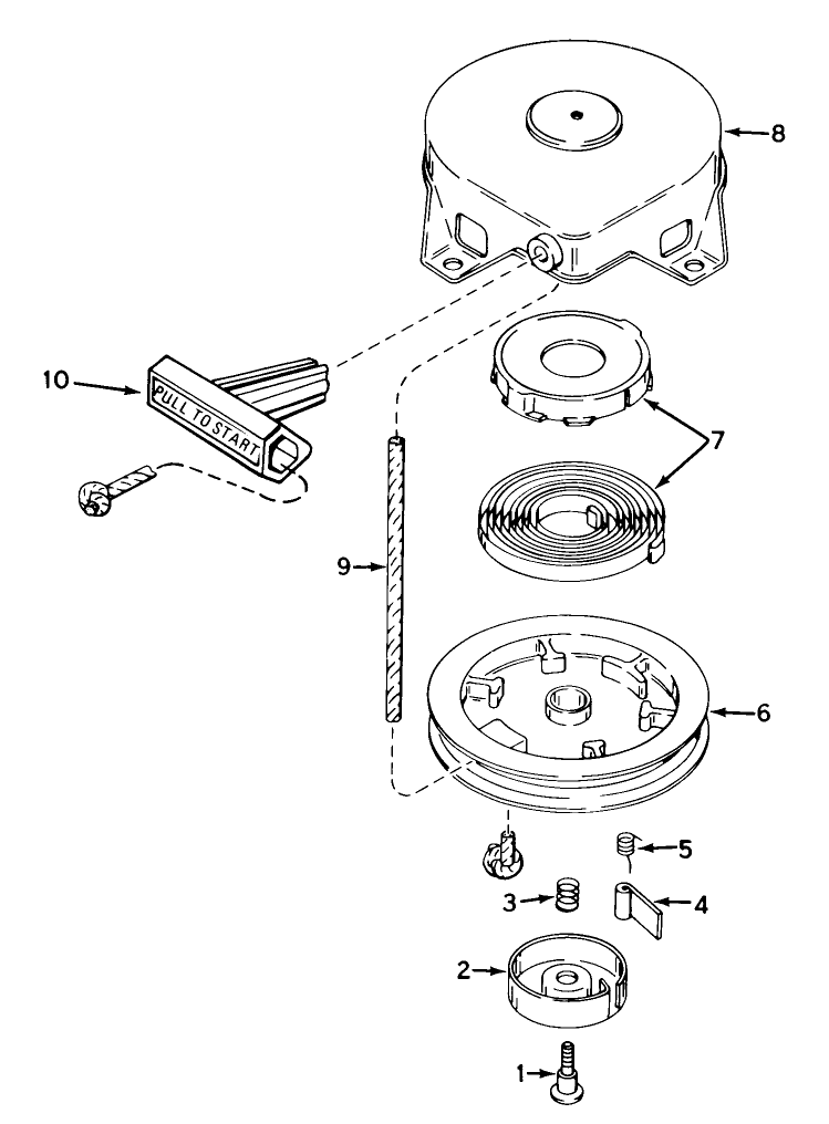 Rewind Starter No. 590537 Diagram and Parts List for 38210 9000001 - 9999999 Toro Snow Blower