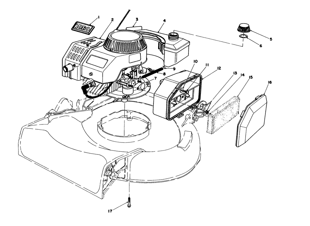 Engine Assembly Diagram and Parts List for 16202 4000001 - 4999999 Toro Lawn Mower