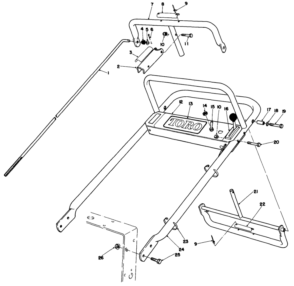 Handle Assembly Diagram and Parts List for 30111 5000001 - 5999999 Toro Lawn Tractor Accessories