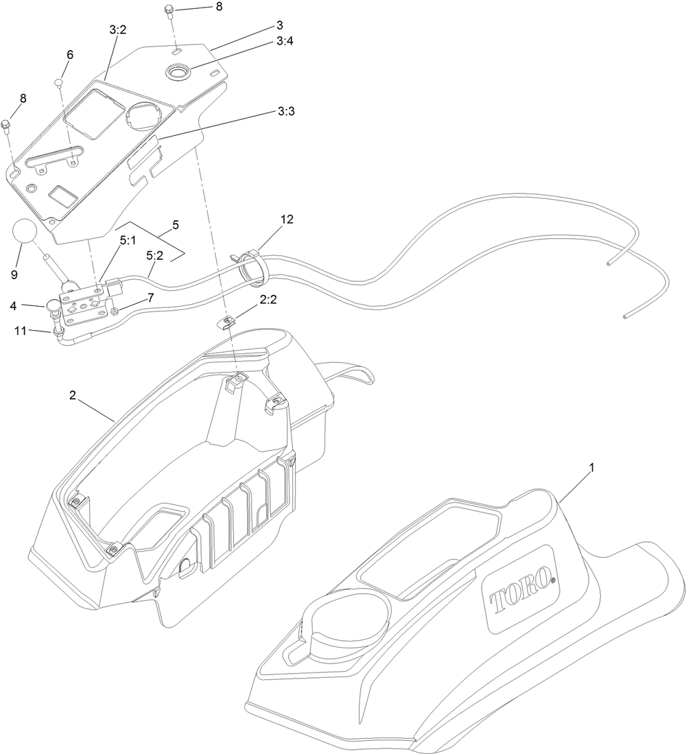 Console And Control Panel Assembly Diagram and Parts List for 74959 402090000-403010621 Toro Lawn Mower