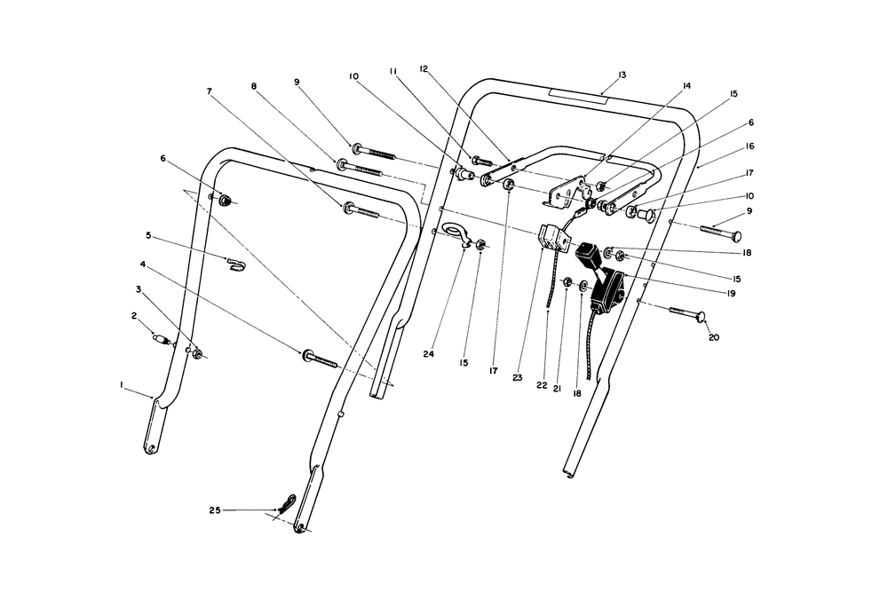 Handle Assembly Diagram and Parts List for 16551 9000001 - 9999999 Toro Lawn Mower
