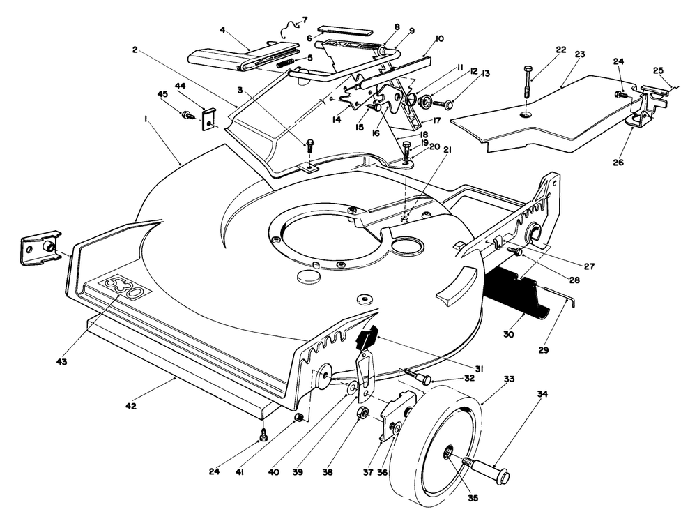 Housing Assembly Diagram and Parts List for 20715 3000001 - 3999999 Toro Lawn Mower