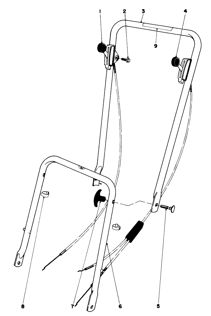Handle Assembly Diagram and Parts List for 16655 8000001 - 8999999 Toro Lawn Mower