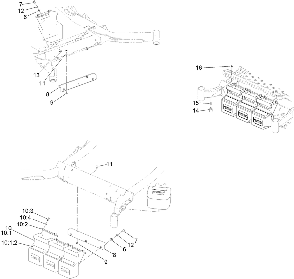 Weight Assembly Diagram and Parts List for 78562 412200000 - 999999999 Toro Lawn Tractor