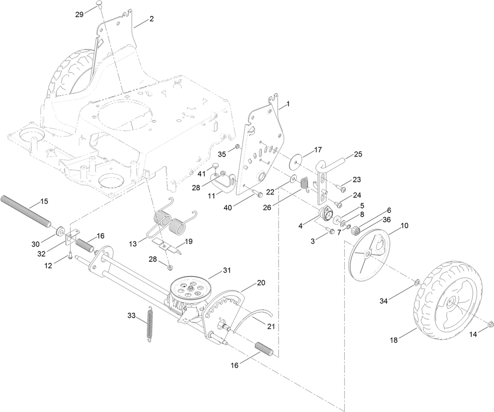 Traction And Height-Of-Cut Assembly Diagram and Parts List for 22210 400000000-402099999 Toro Lawn Mower