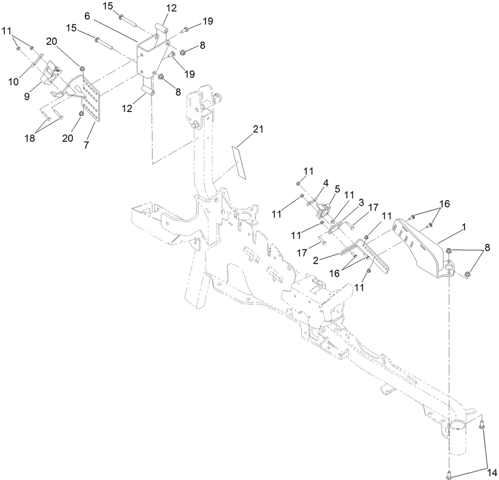 Trimmer Mount Kit Assembly Diagram and Parts List for 137-9769  Toro Lawn Tractor Accessories