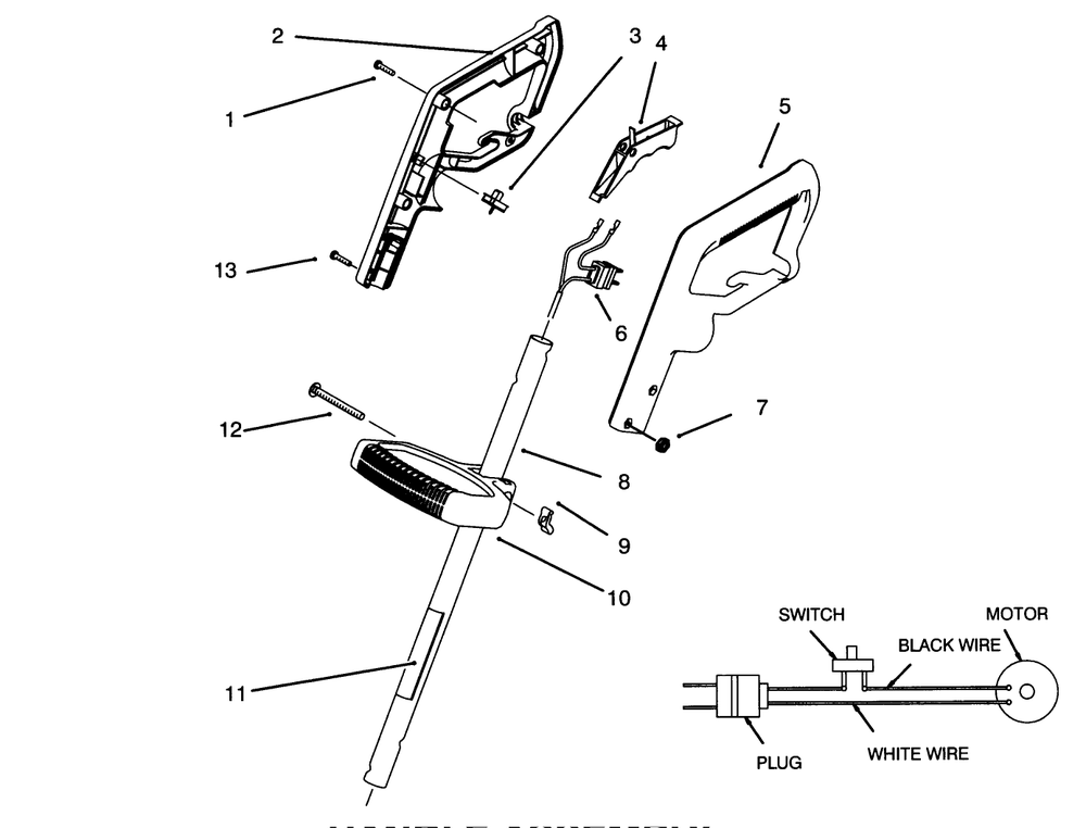 Handle Assembly Diagram and Parts List for 51446 59000001 - 59999999 Toro Trimmer