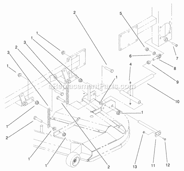 Frame And Deck Assembly Diagram and Parts List for 74218 200000001-200999999 Toro Lawn Mower