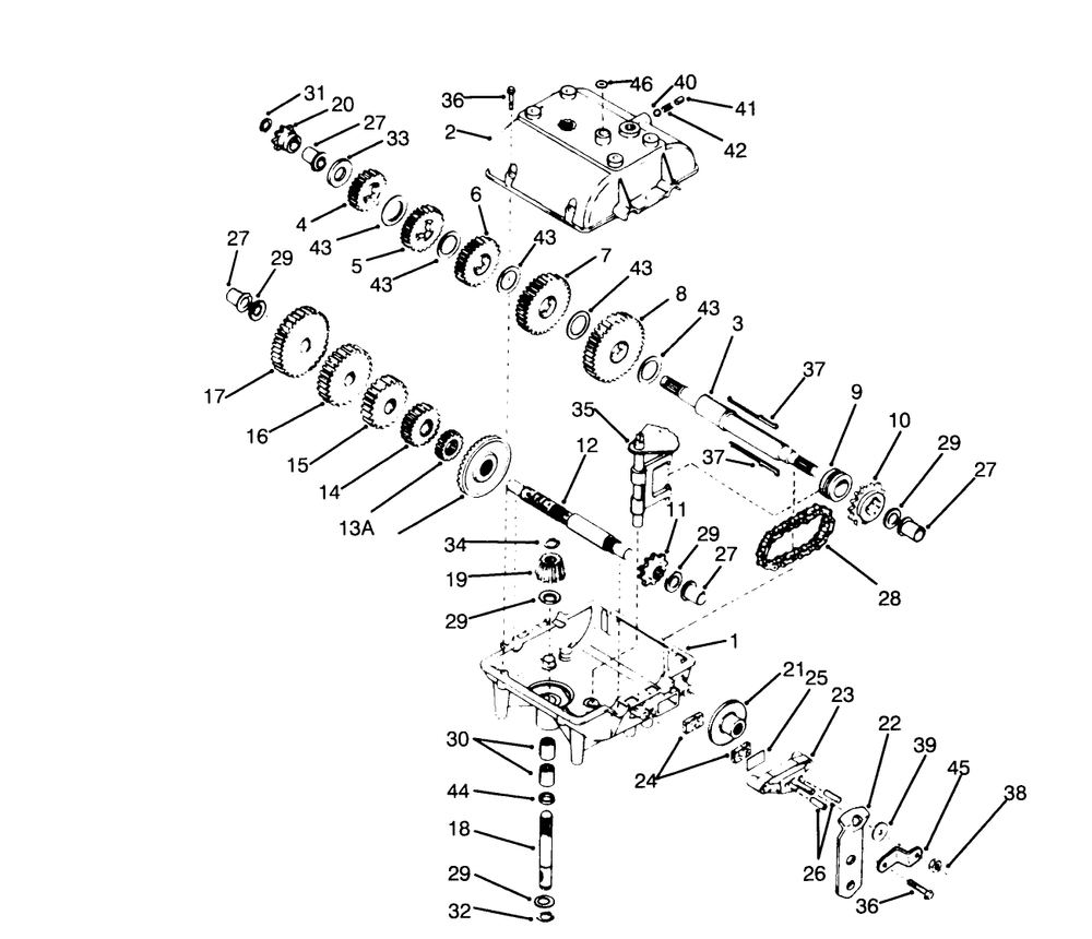 Transmission Peerless Model 700-025 Diagram and Parts List for 70040 59000001 - 59999999 Toro Lawn Tractor