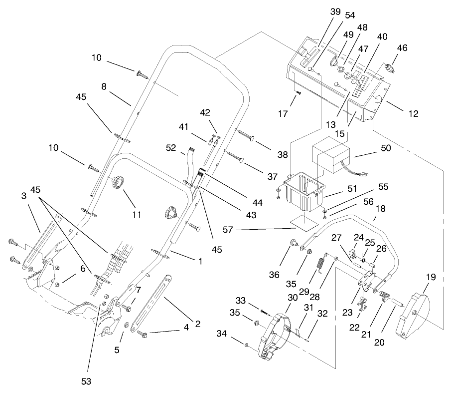 Handle Assembly (Model No. 20483 Only) Diagram and Parts List for 20483 790000001 - 799999999 Toro Lawn Mower