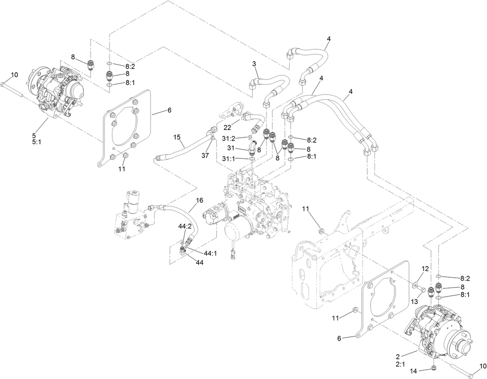 Hydraulic Drive Assembly Diagram and Parts List for 74096 403247447-999999999 Toro Lawn Tractor