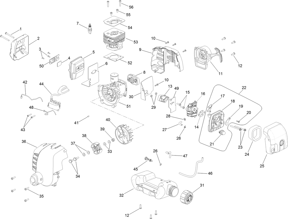 Powerhead Assembly No. 308466015 Diagram and Parts List for 51957 313000001 - 313999999 Toro Trimmer
