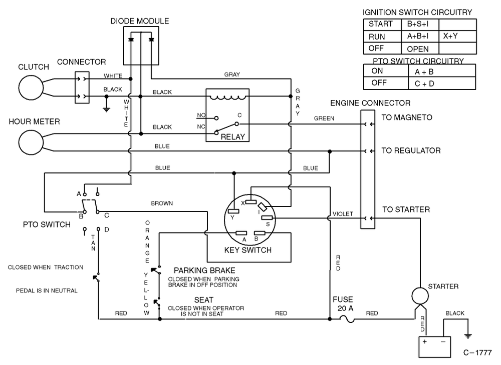 Electric Schematic Diagram and Parts List for 30611 890001 - 899999 Toro Lawn Tractor