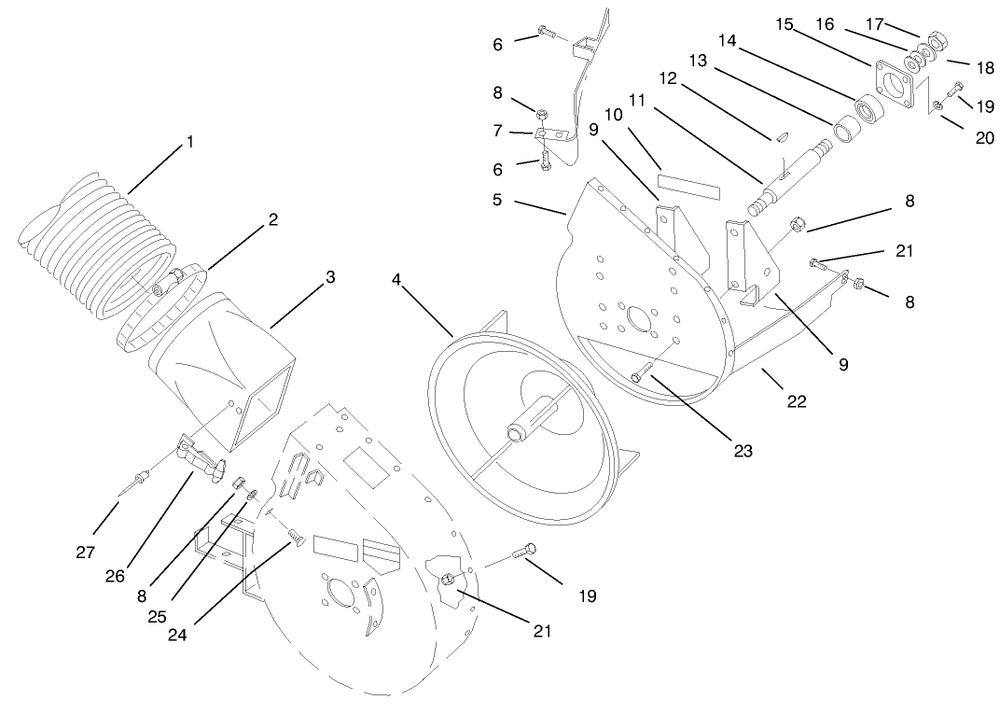 Blower Housing Assembly Diagram and Parts List for 79430 59000001 - 59999999 Toro Lawn Tractor