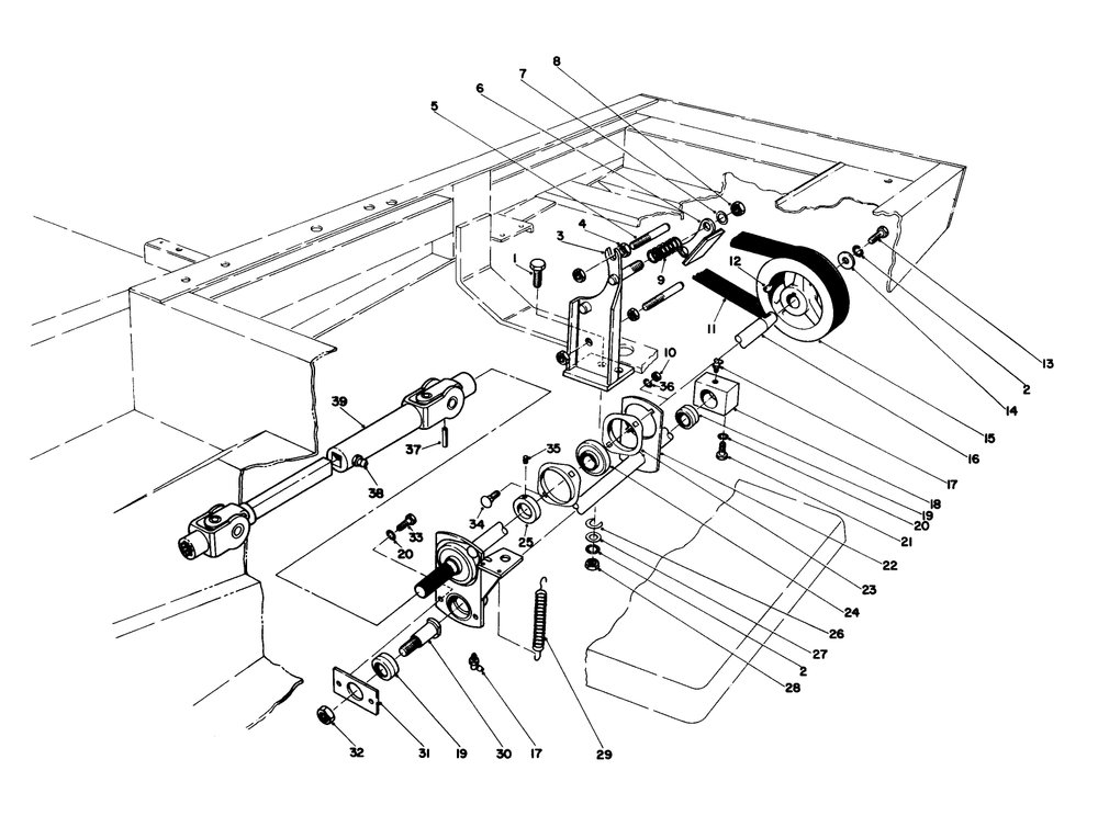 Power Take Off Assembly Diagram and Parts List for 30775 600001 - 699999 Toro Lawn Tractor