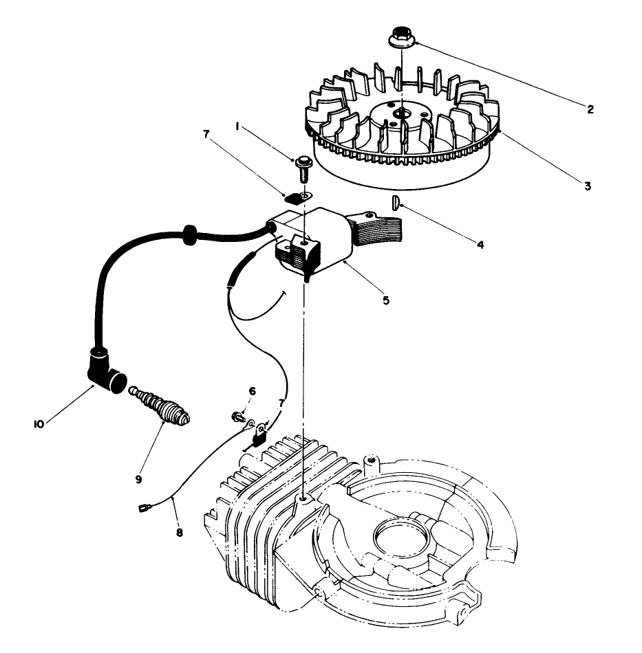 Flywheel & Magneto Assembly (Engine Model No. 47pm1-5) Diagram and Parts List for 38186 2000001 - 2999999 Toro Snow Blower