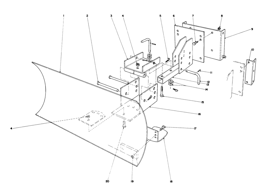 Grader Blade Assembly Model No. 59099 (Optional) Diagram and Parts List for 38150 3000001 - 3999999 Toro Snow Blower