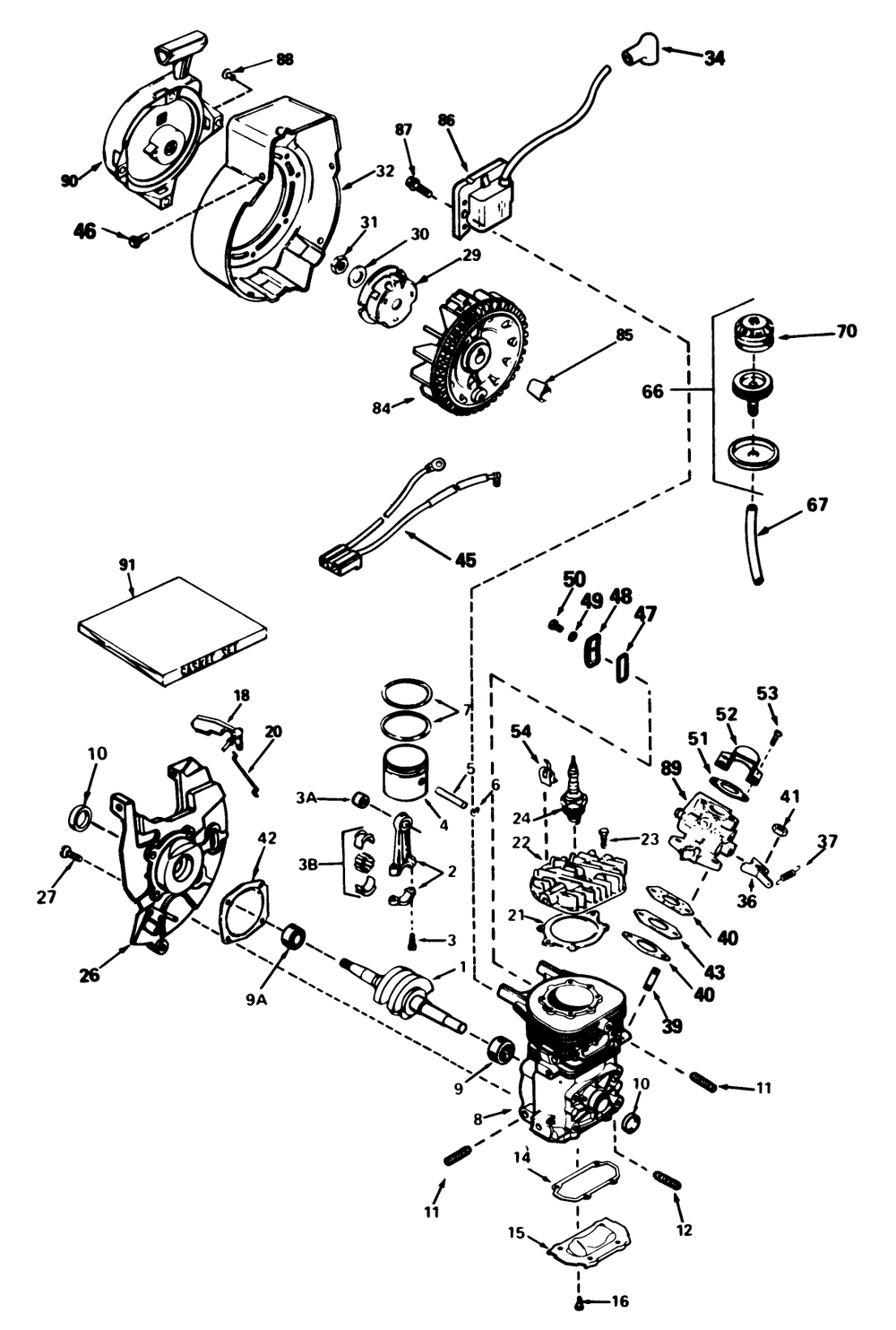 Engine Tecumseh Model No. Ah-600 Type 1623-M Diagram and Parts List for 38116 8000001 - 8999999 Toro Snow Blower