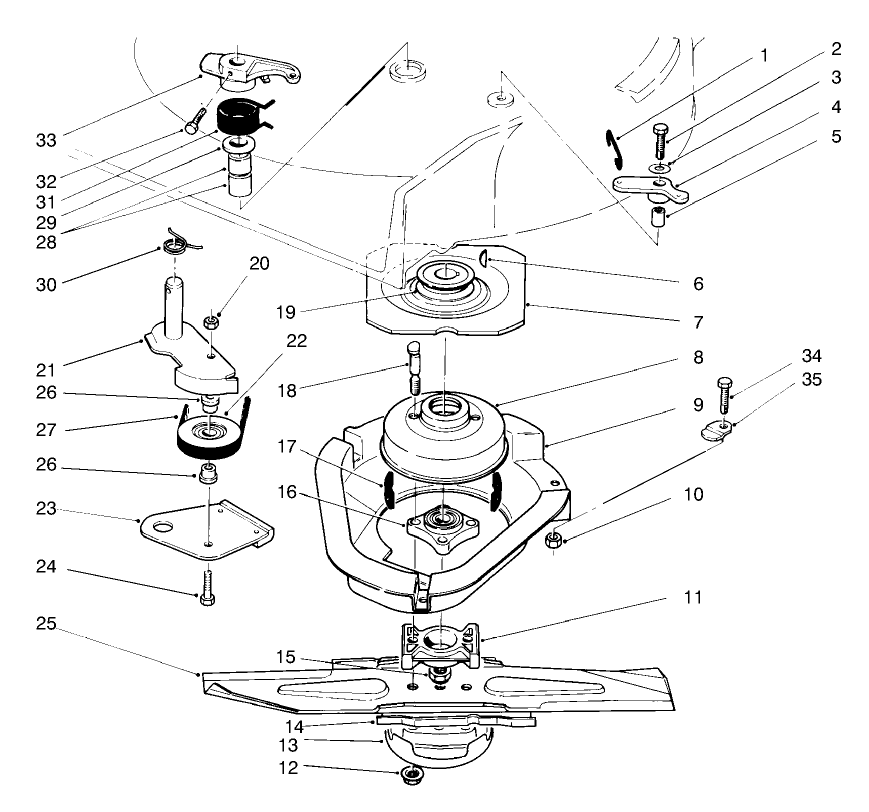 Blade Brake Clutch Assembly Diagram and Parts List for 22045B 6900001 - 6999999 Toro Lawn Mower
