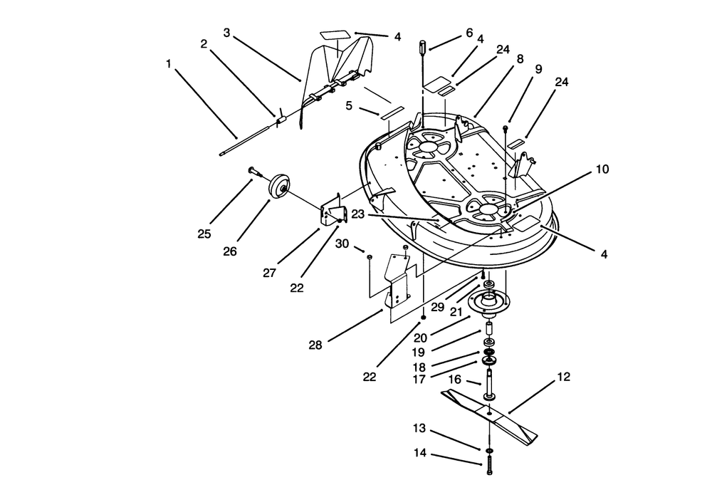 Housing & Spindle Assembly (38" Cutting Unit) Diagram and Parts List for 71205 59000001 - 59999999 Toro Lawn Tractor