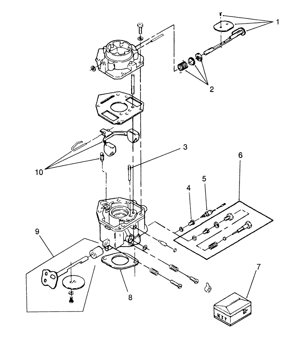 Carburetor Components-616-Z, 620-Z Diagram and Parts List for Y1-16OE03 1000001 - 1999999 Toro Lawn Tractor