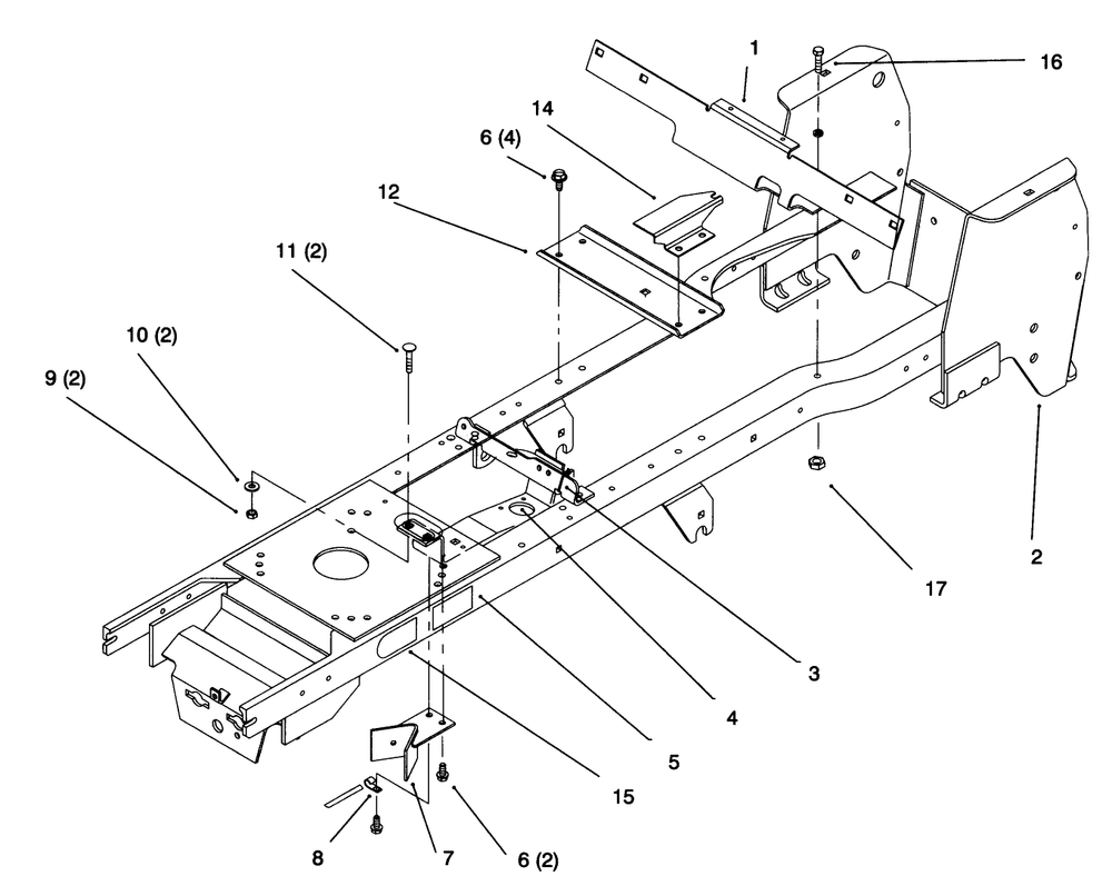 Frame Diagram and Parts List for 72043 6900001 - 6999999 Toro Lawn Tractor