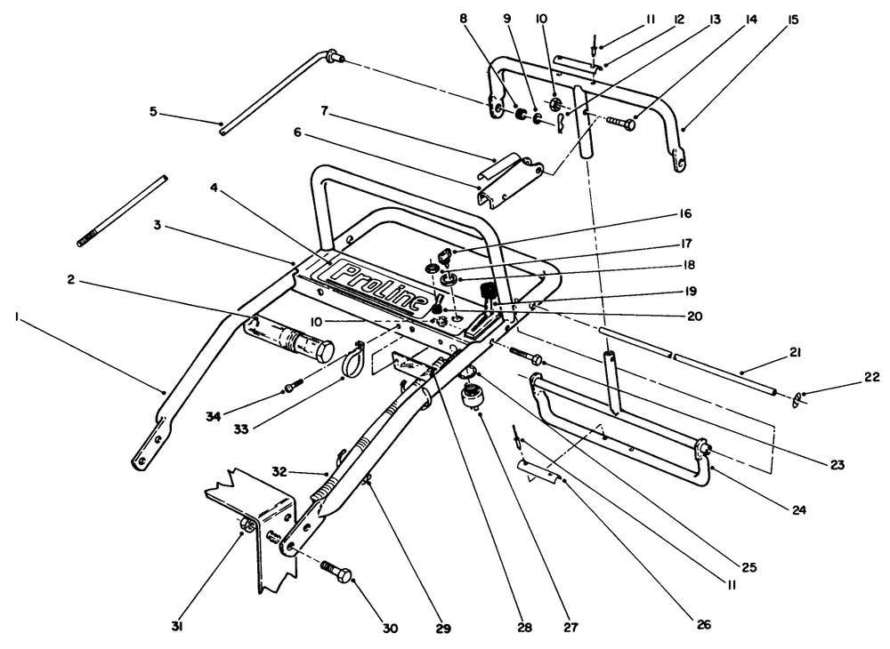 Handle Assembly Diagram and Parts List for 30114 1000001 - 1999999 Toro Lawn Tractor Accessories