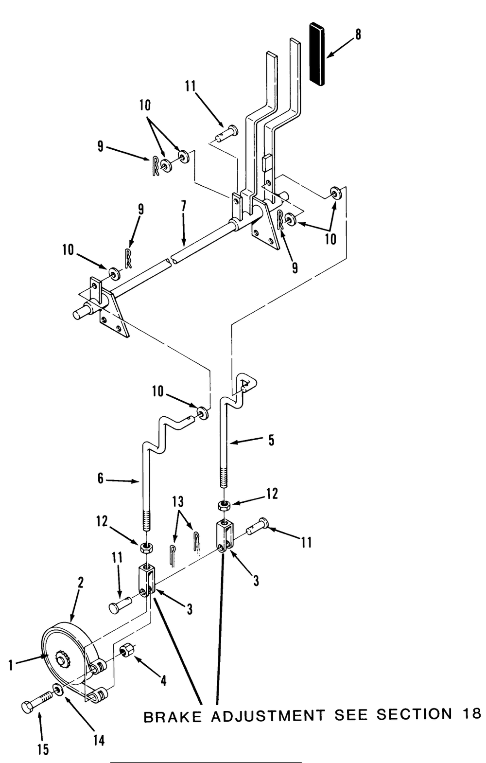 Parking Brake Diagram and Parts List for Z1-18KE01  Toro Lawn Tractor