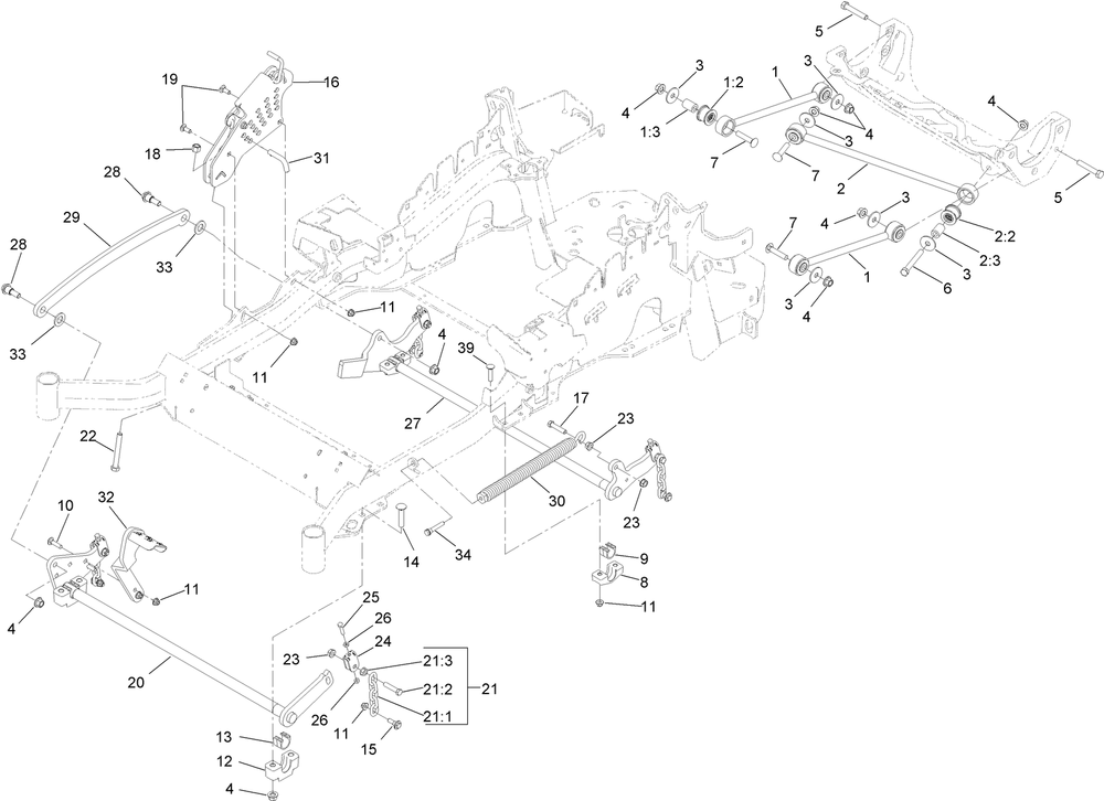Deck Lift Assembly Diagram and Parts List for 74901 (314000001-314999999)(2014) Toro Lawn Mower