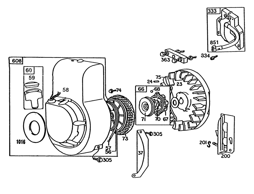 Engine Briggs & Stratton Model No. 80332 Type No. 1655-01 Diagram and Parts List for 58431 1000001 - 1999999 Toro Edger