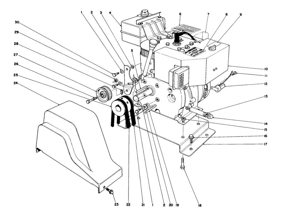 Engine Assembly Diagram and Parts List for 38040 6000001 - 6999999 Toro Snow Blower