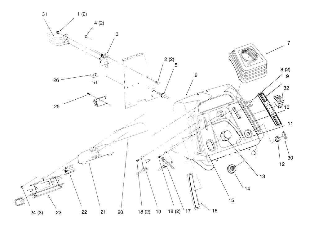 Dash Diagram and Parts List for 72042 5900001 - 5900796 Toro Lawn Tractor