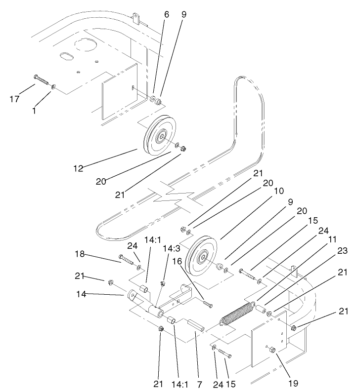 Idler Assembly Diagram and Parts List for 74213 (220000001-220999999)(2002) Toro Lawn Mower
