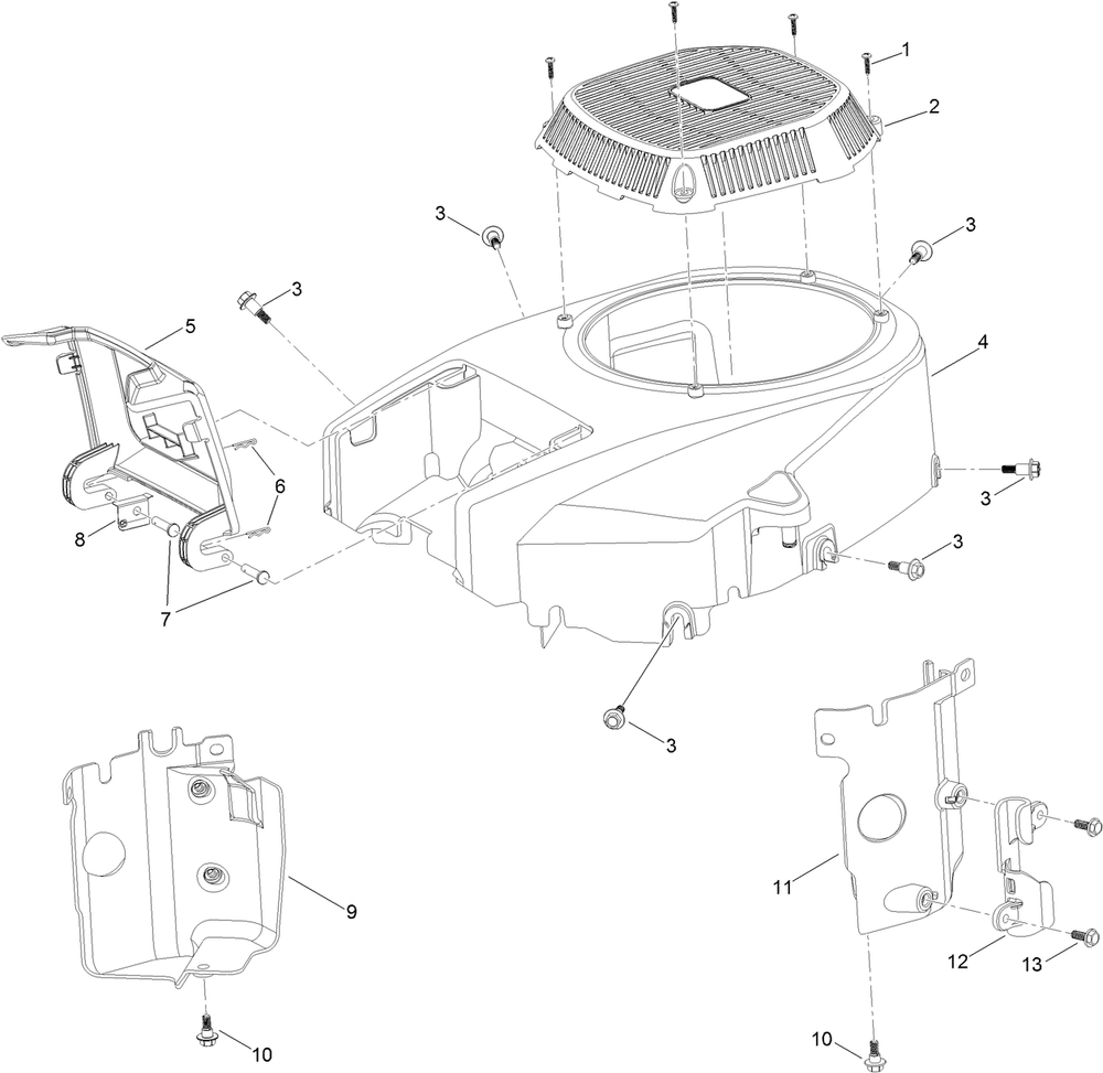 Blower Housing Assembly Diagram and Parts List for 74450 400000000-402099999 Toro Lawn Tractor