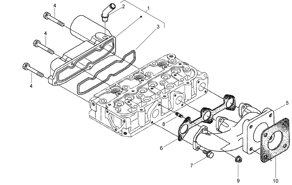 Inlet And Exhaust Manifold Assembly Diagram and Parts List for 74265TE (270000001-270999999)(2007) Toro Lawn Mower
