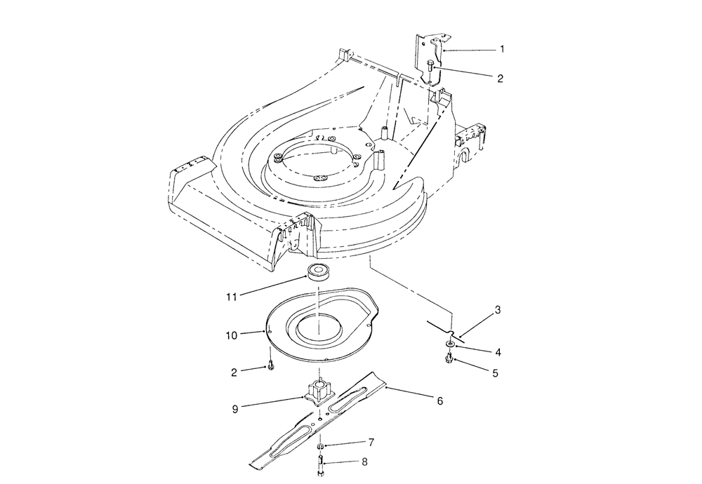 Blade Assembly Diagram and Parts List for 26620BG 0009001 - 0999999 Toro Lawn Mower