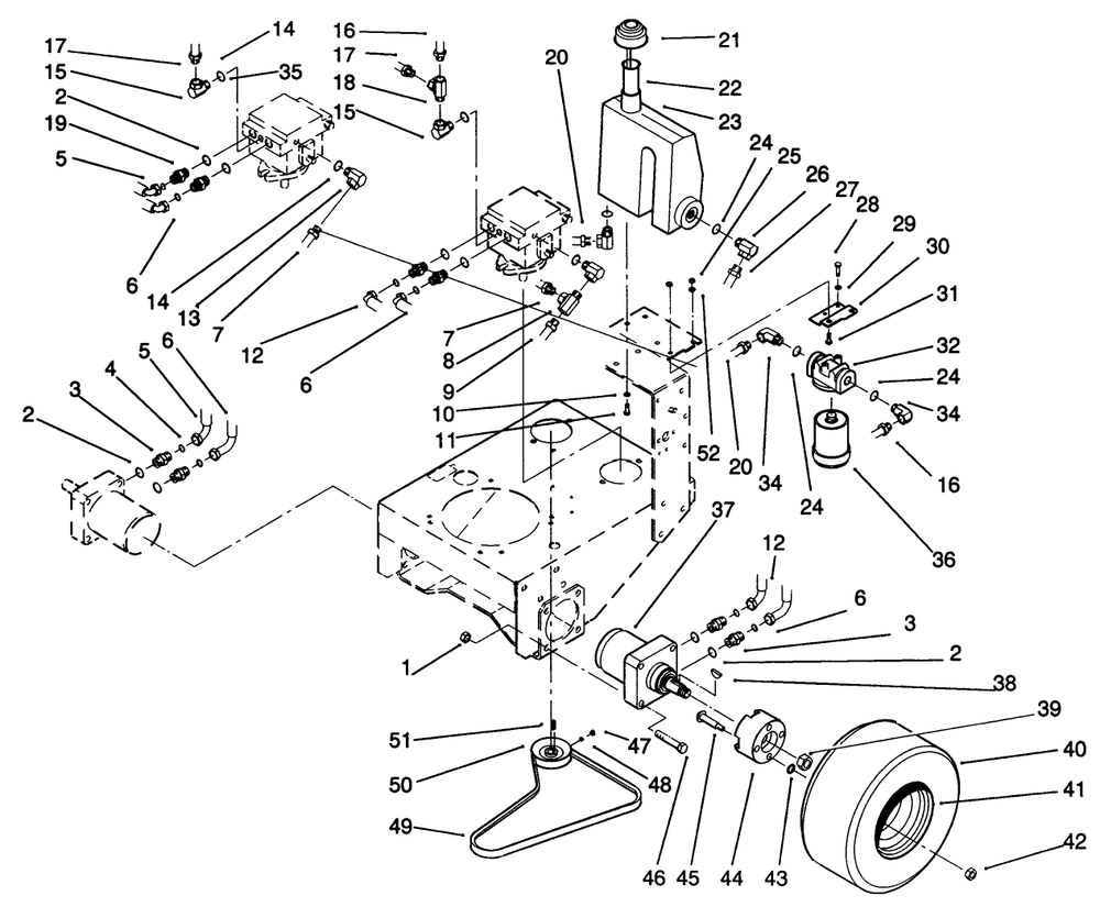 Wheel Assembly & Hydraulic Components Diagram and Parts List for 30190 10000001 - 19999999 Toro Lawn Tractor Accessories