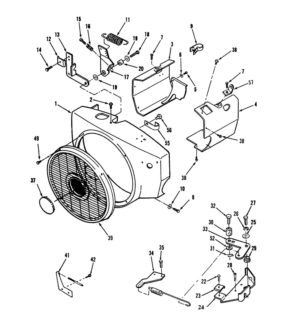 Blower Housing And Governor Diagram and Parts List for 73501 39000001 - 39999999 Toro Lawn Tractor