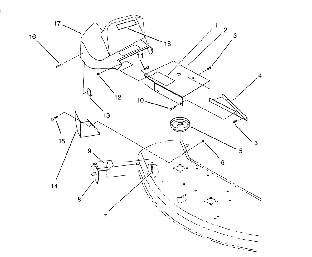 Shield Assembly (48" Cutting Unit) Diagram and Parts List for 79301 3900001 - 3999999 Toro Lawn Tractor Accessories