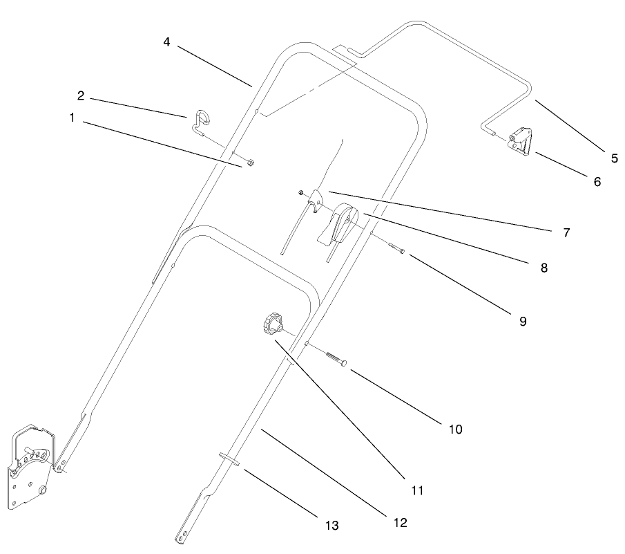 Handle Assembly Diagram and Parts List for 20445 7900001 - 7999999 Toro Lawn Mower
