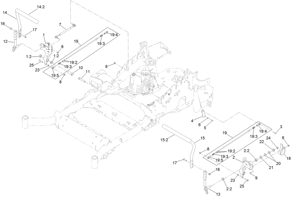 Motion Control Assembly Diagram and Parts List for 75951 402100000-403319952 Toro Lawn Mower