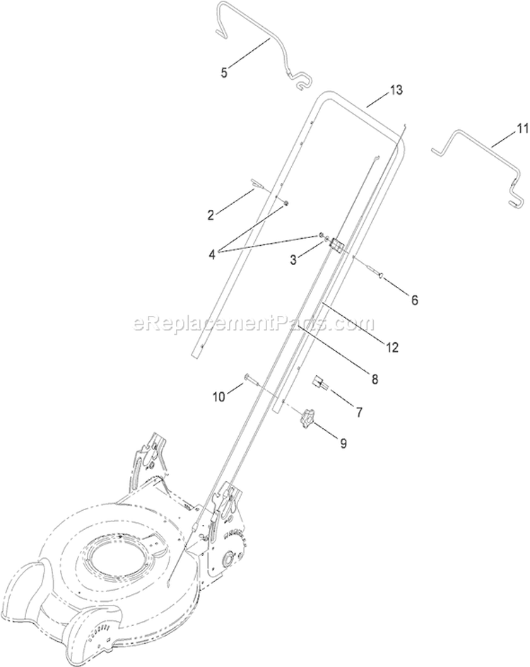 Handle Assembly Diagram and Parts List for 29639 310000001-310999999 - 2010 Toro Lawn Mower