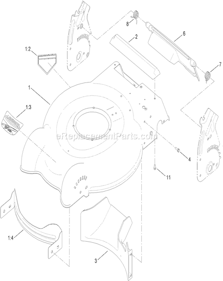 Housing Assembly Diagram and Parts List for 29639 310000001-310999999 - 2010 Toro Lawn Mower