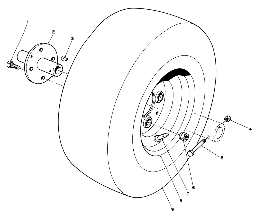 Front Wheel Assembly Diagram and Parts List for 30754 (60402-69999)(1986) Toro Lawn Tractor