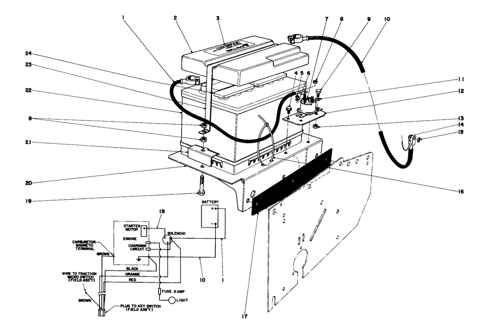 Battery And Wiring Diagram Diagram and Parts List for 31995 6000001 - 6999999 Toro Snow Blower