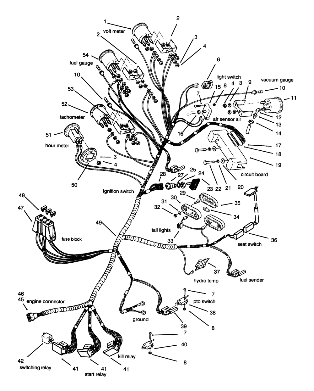 Electrical System Diagram and Parts List for 73520 5900178 - 5999999 Toro Lawn Tractor